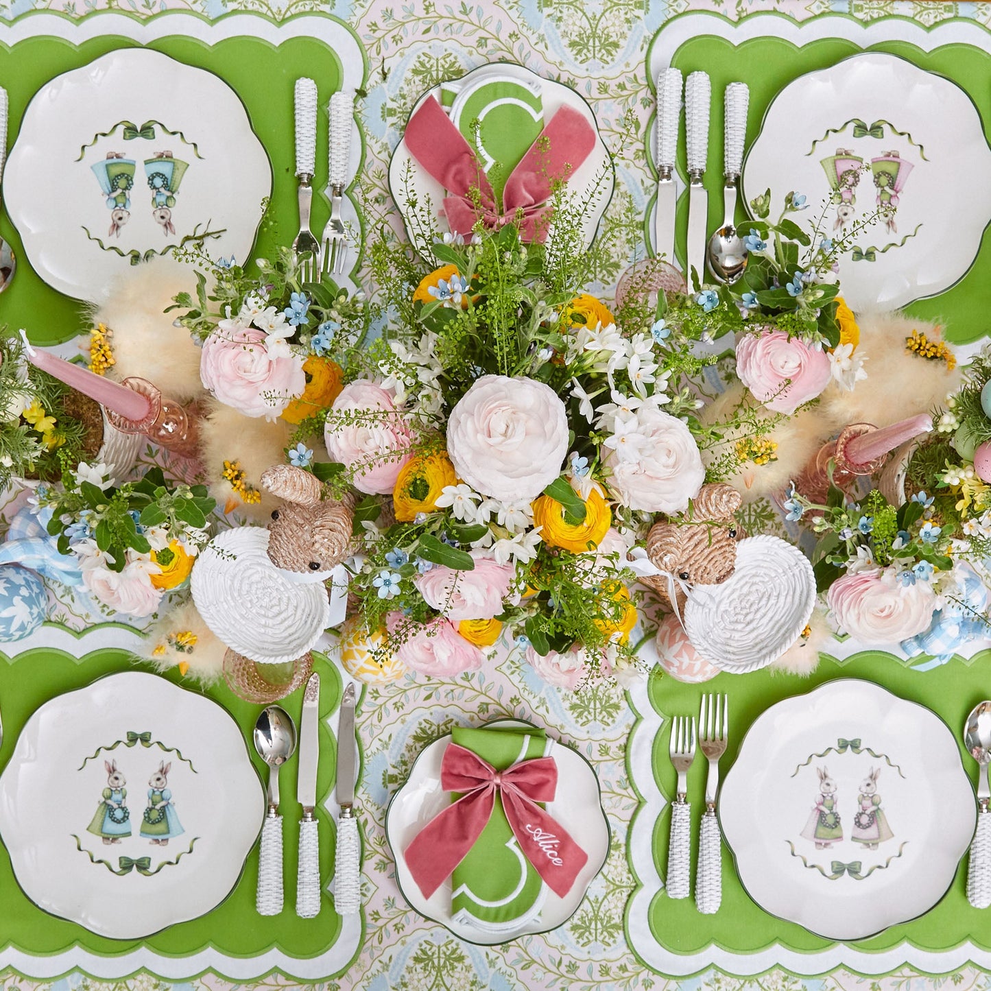 Green Serena Appliqué Placemats (Set of 4)