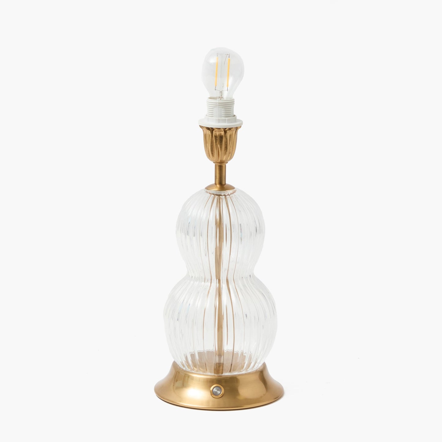 Glass Bardot Rechargeable Lamp with Cream Frilled Silk Shade (18cm)