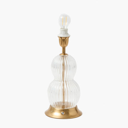Glass Bardot Rechargeable Lamp with Cream Frilled Silk Shade (18cm)