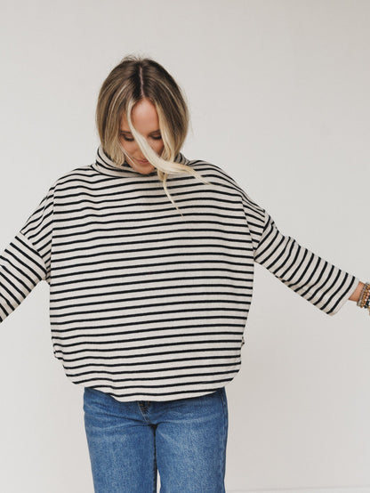 Brunch Club Striped Top - Taupe Multi