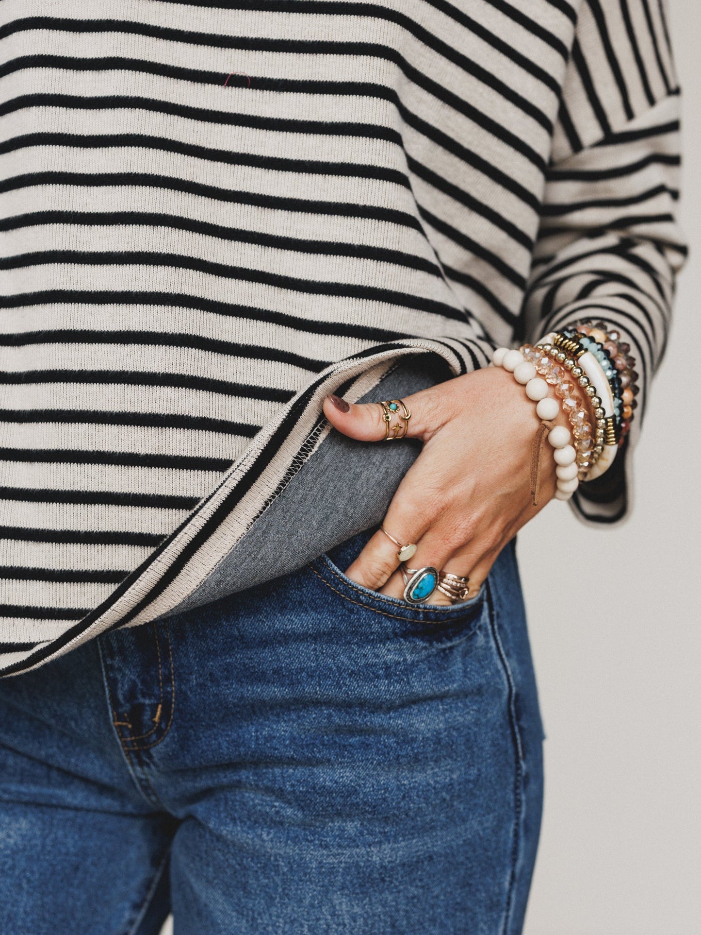Brunch Club Striped Top - Taupe Multi