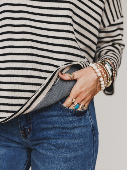 Brunch Club Striped Top - Taupe Multi
