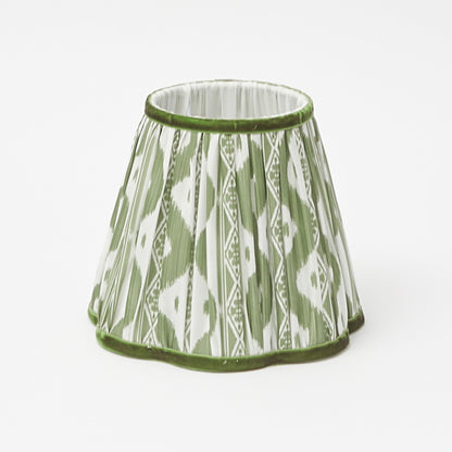 Square Rechargeable Lamp with Olive Ikat Shade (18cm)