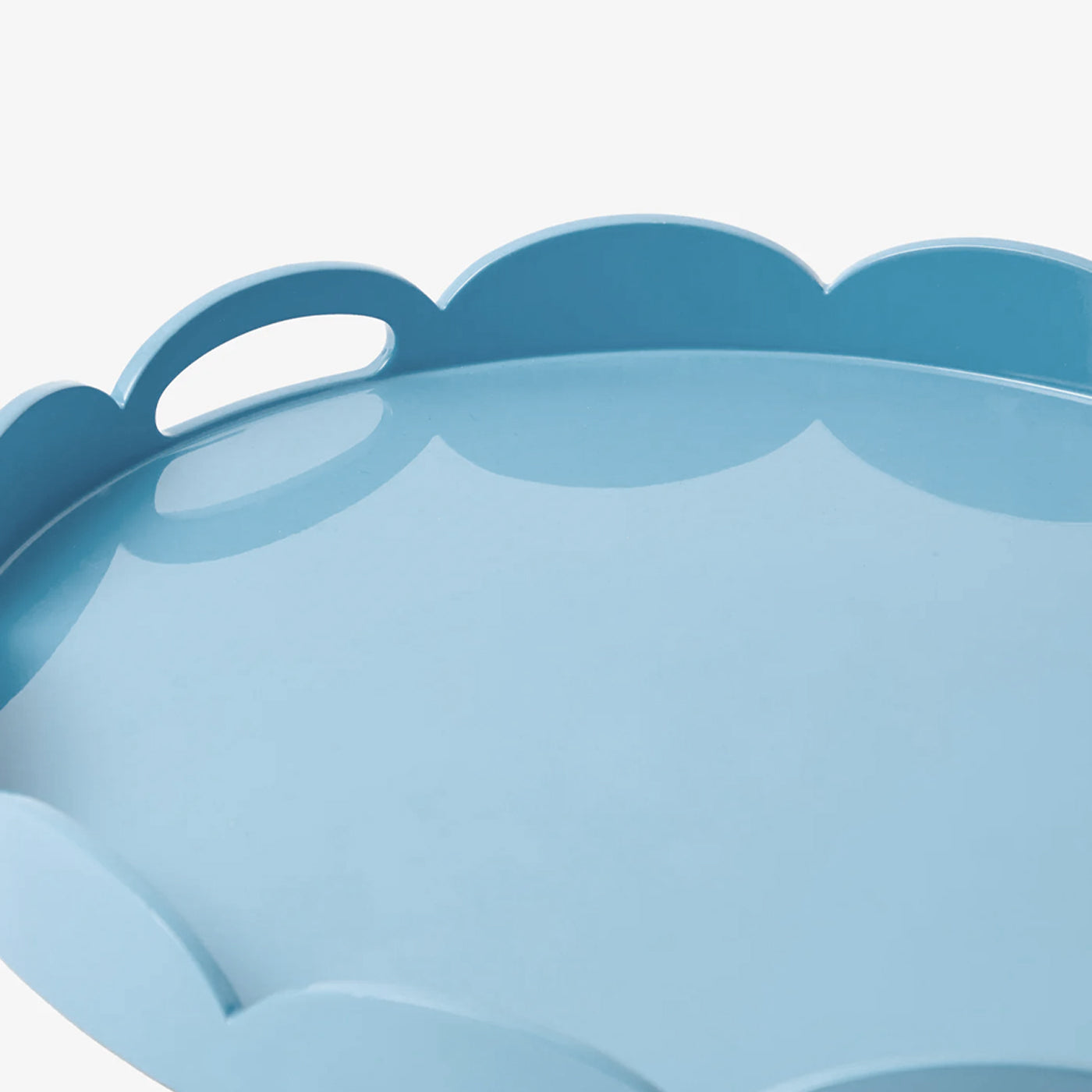 Blue Scalloped Lacquer Round Tray