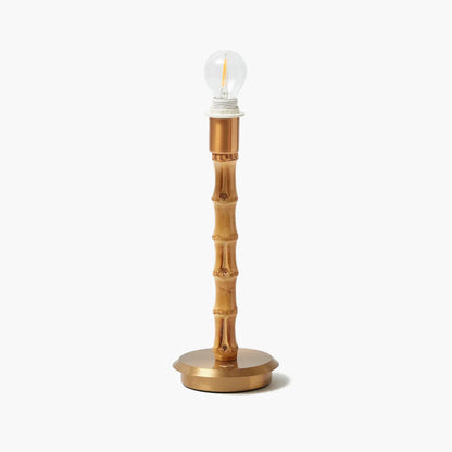 Bamboo Rechargeable Lamp with Chocolate Lotus Deep Scalloped Shade (18cm)