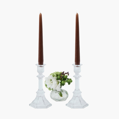 Small Glass Column Candle Holders (Pair)