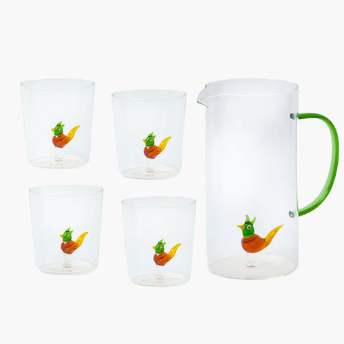 Pheasant Jug & Glasses (Set of 4)