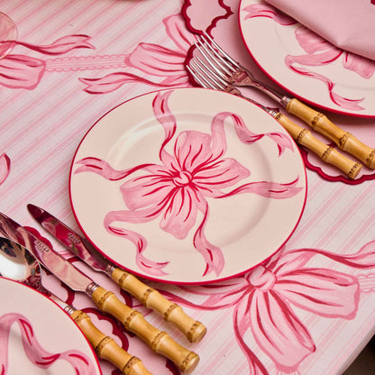 Audrey Pink & Red Bow Dinner Plate