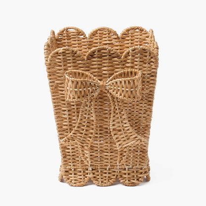 Scalloped Bow Rattan Waste Paper Bin