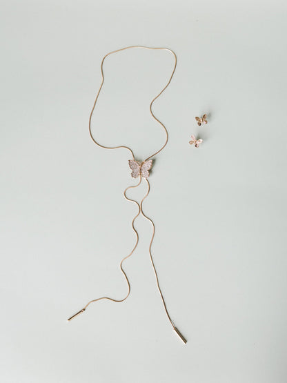 Butterfly Kisses Necklace & Earring Set - Gold