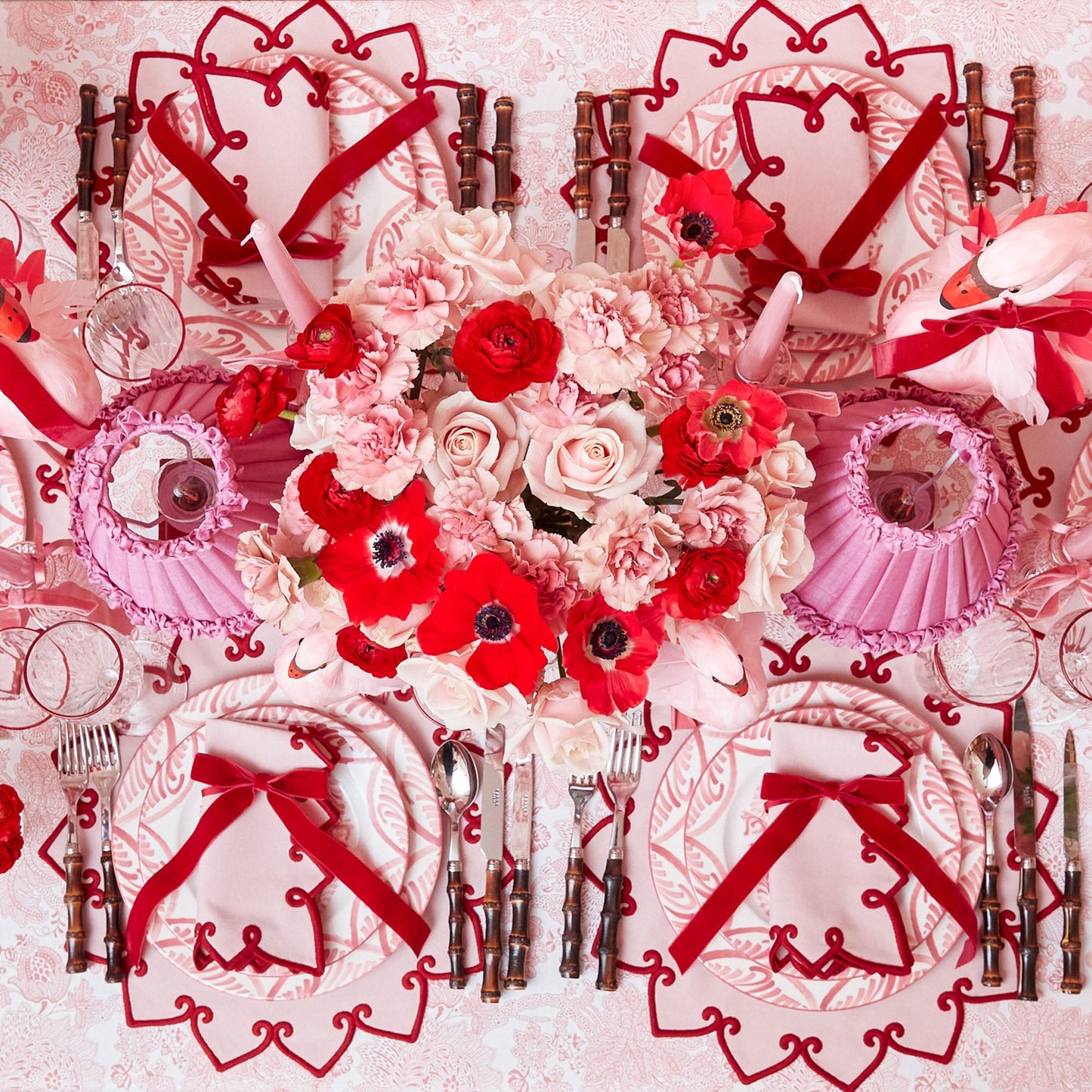 Pink & Red Angelina Placemats & Napkins (Set of 4)
