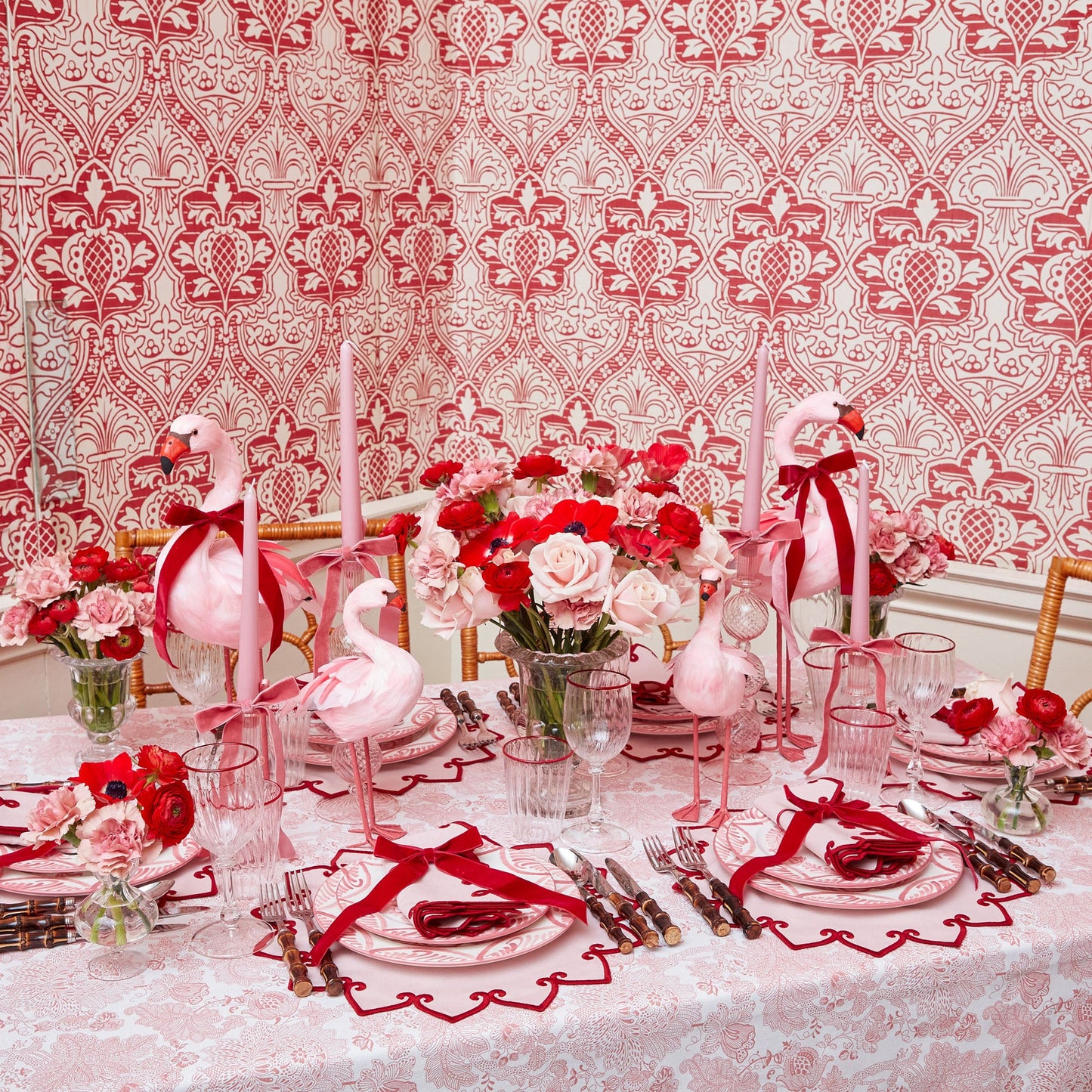 Pink & Red Angelina Placemats & Napkins (Set of 4)