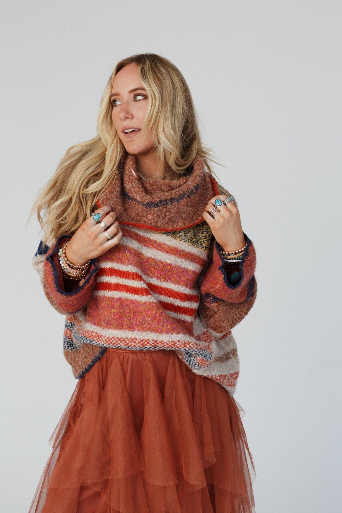 Got To Be Me Striped Sweater - Rust