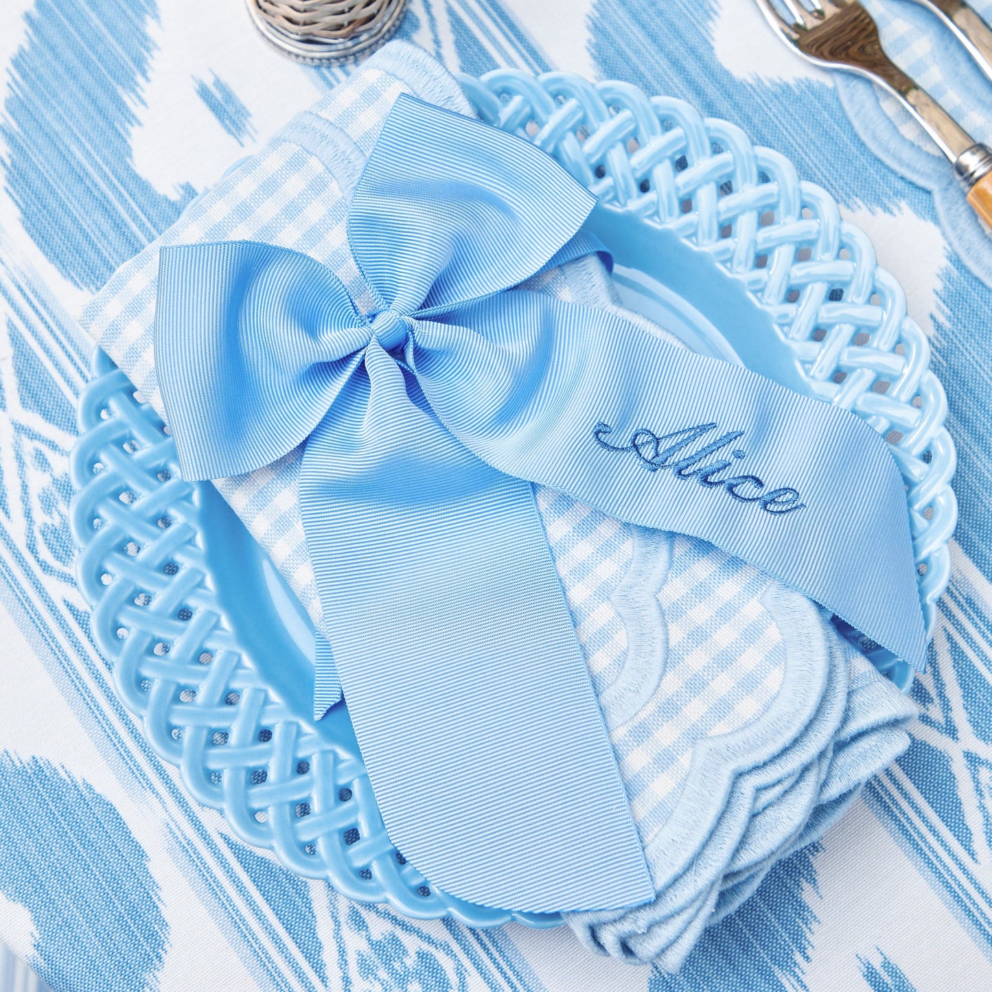 Blue Personalisable Grosgrain Bow