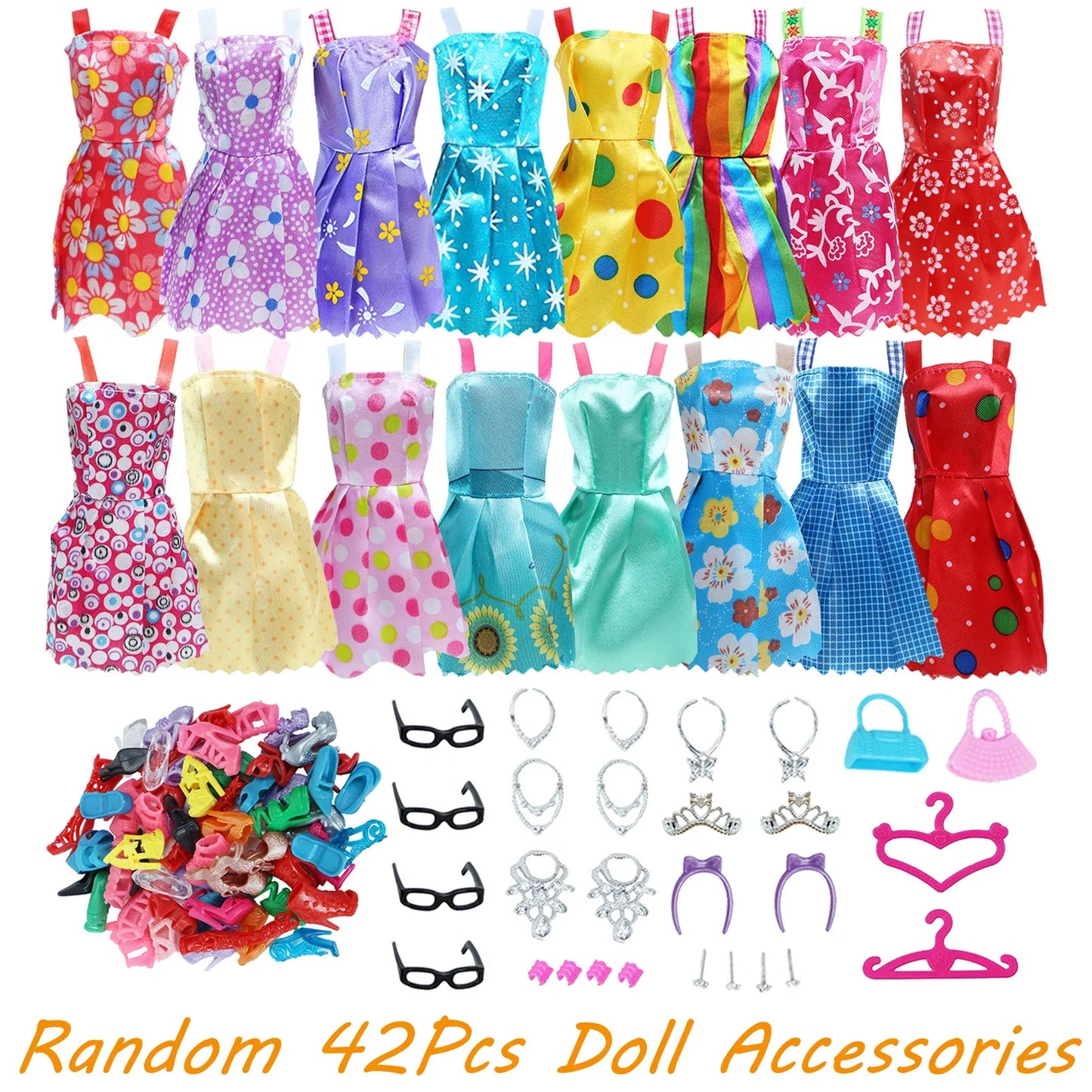 Random Doll Accessories Mini Dress Shoes Boots for 11.5'' Doll 30cm Handbags Crowns Hangers Glasses Doll Outfit Clothes Kids Toy