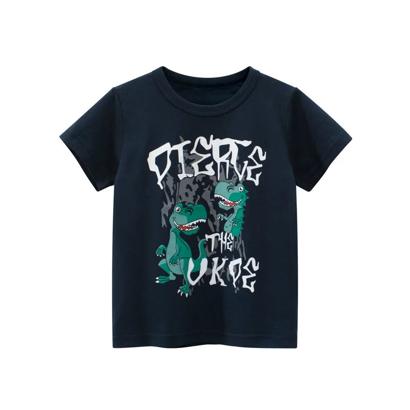 OLEKID 2025 Summer Children Boys Clothing Printed Cartoon Boys T-Shirts 2-8 Years Kids Baby Boy Tops Short Sleeve Toddler Tees