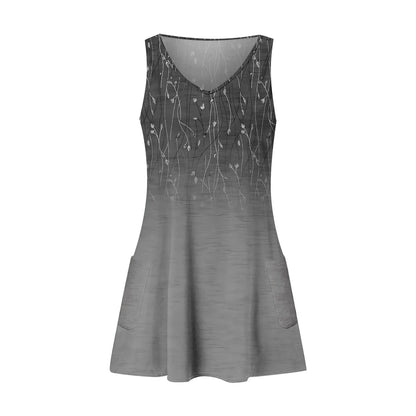 Dresses For Women 2024 Fashion Women'S Casual Print Summer Bohemian Beach Dress With Pockets V Neck Tank Dress Formal Dresses