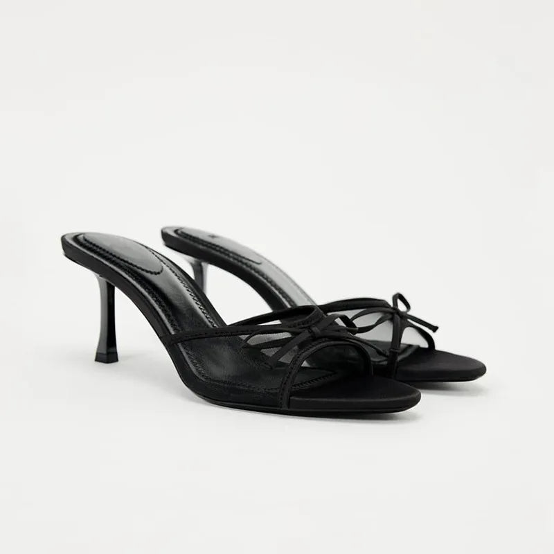 2024 Women Summer New Luxury Brand High Heel Sandals Versatile Simple Slim Heel Sandals Slippers