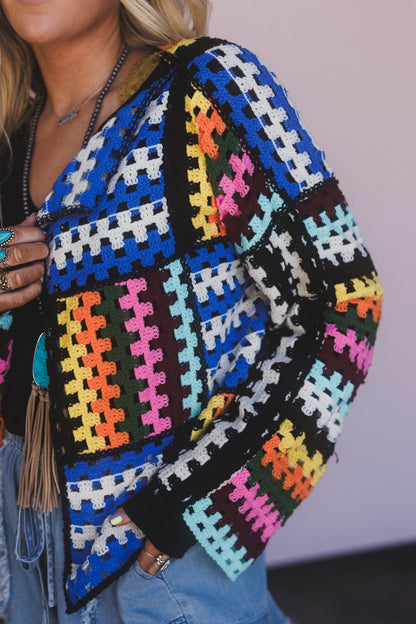 Colorwaves Crochet Cardigan - Navy