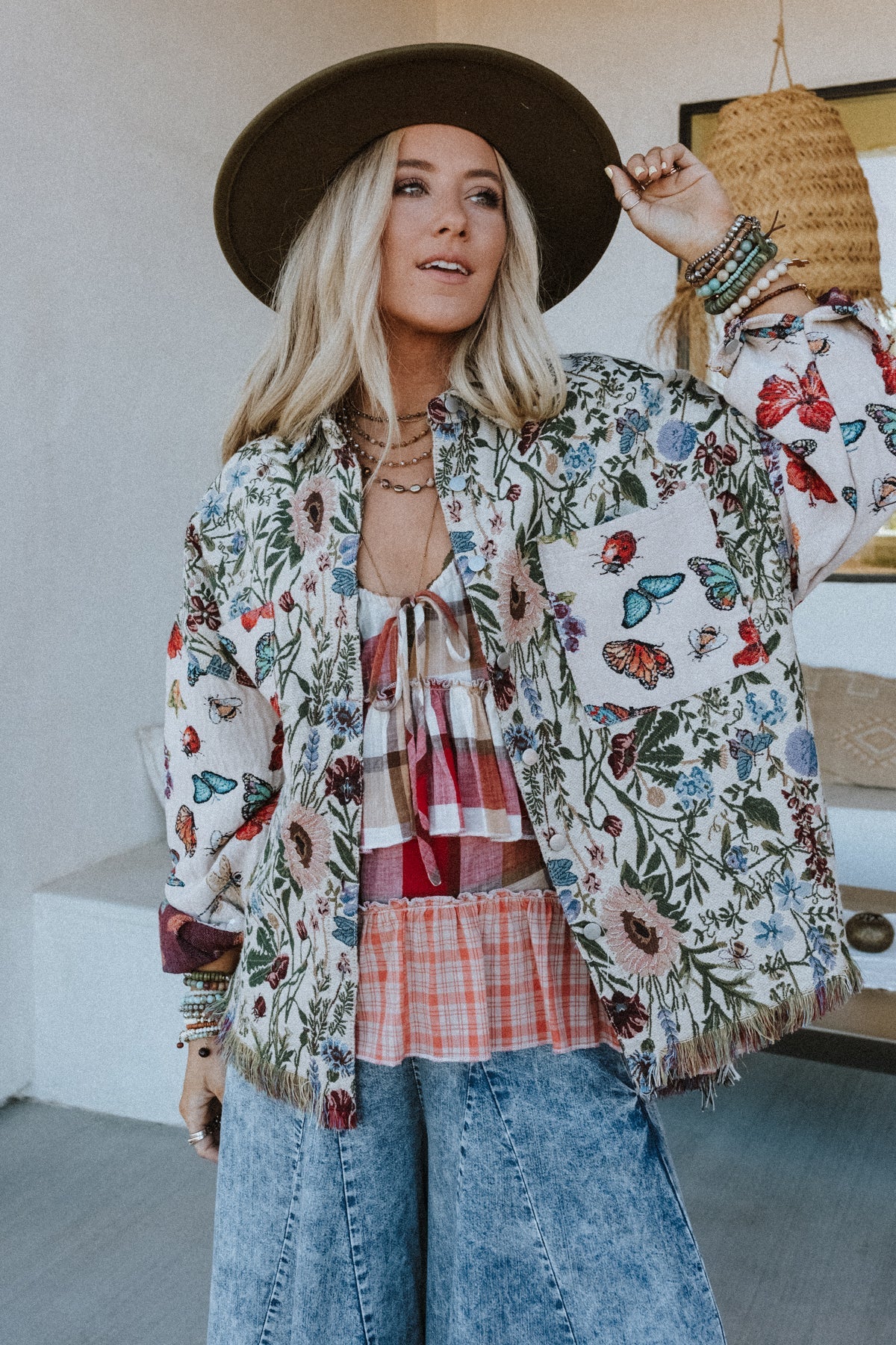 Butterfly Effect Jacquard Jacket - Almond