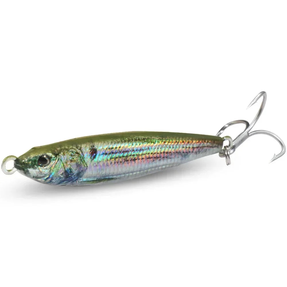Metal Jig Bait 20g 30g 40g Spinner Sinking 3D Eye Color Laser Spinning Gear Luring Cast Fishing Tackle Blade Hook Pesca VIB Lure