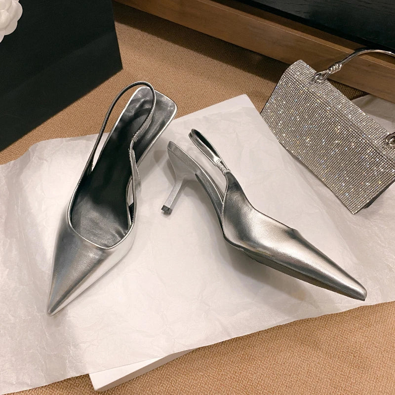 New Fashion Slip-on Women's High Heels Summer Solid Office and Career Sexy Pointed Toe Heeled Sandals Women High Heel Pumps