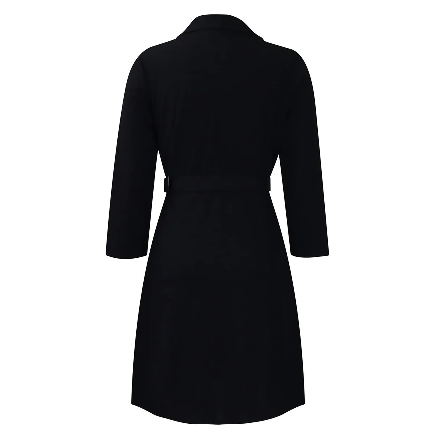 Elegant Dresses for Woman 2024 Autumn Winter New Trends Notched Collar Full Sleeve Sashes Pleated Mid Calf Solid Fashion Dress