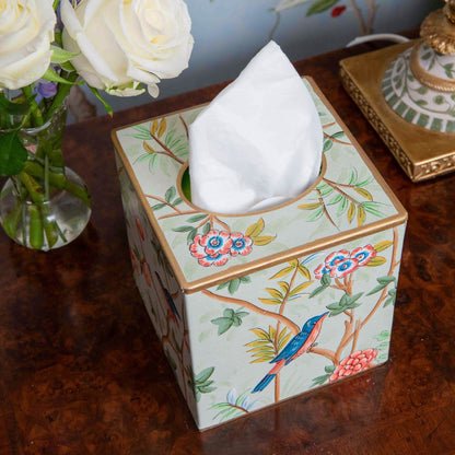 Green Chinoiserie Tole Tissue Box