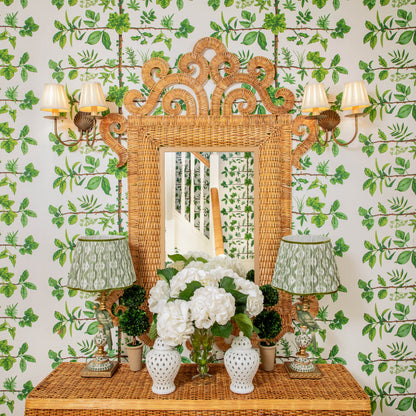 Olive Parrot Lamp with Olive Ikat Shade (30cm)