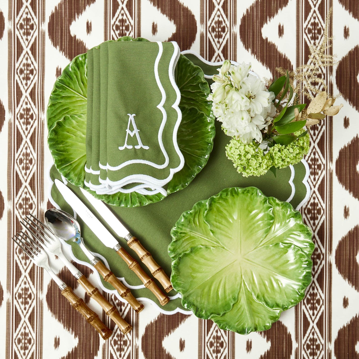 Green Serena Cabbage Starter Plates (Set of 4)