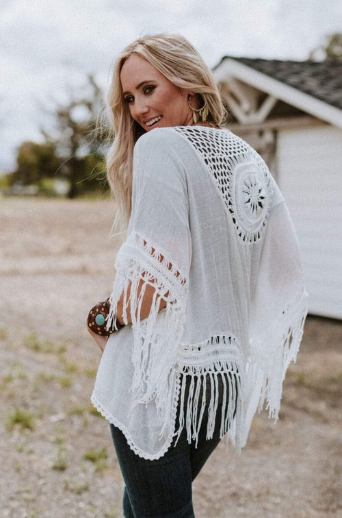 Dreamy Macramé Kimono - White - Pre Order