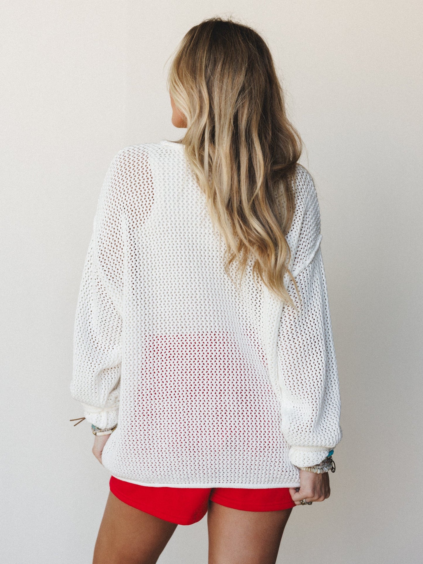 Americana Open Knit Sweater - Ivory