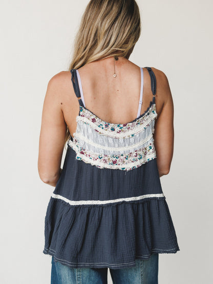 Boho Dreaming Top - Navy Charcoal