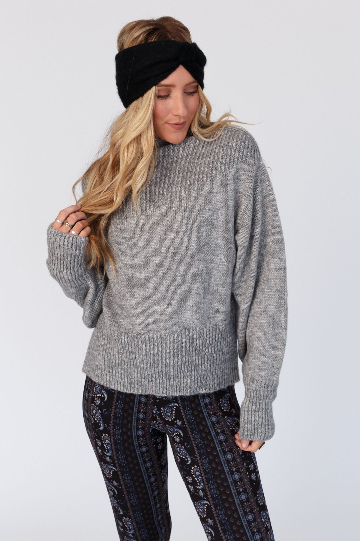 At The Orchard Balloon Sleeve Sweater - Heather Gray
