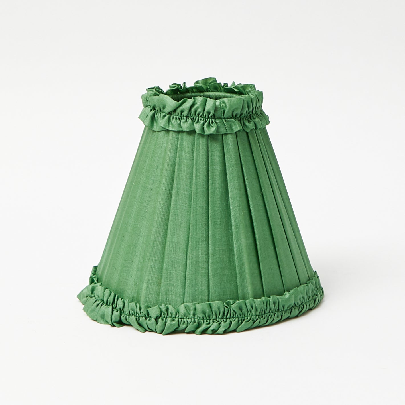 Edie Rechargeable Lamp with Green Frilled Silk Shade (18cm)