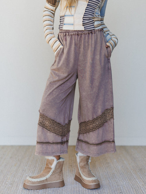 Country Sunshine Crochet Wide Leg Pant - Mocha - Pre Order