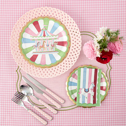 Pink Basketweave Dinner Plates (Set of 4)