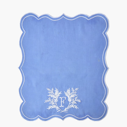 Blue Garland Embroidered Linen Hand Towel