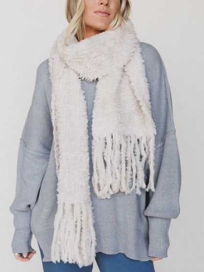 Cozy In The Cold Scarf - Ecru