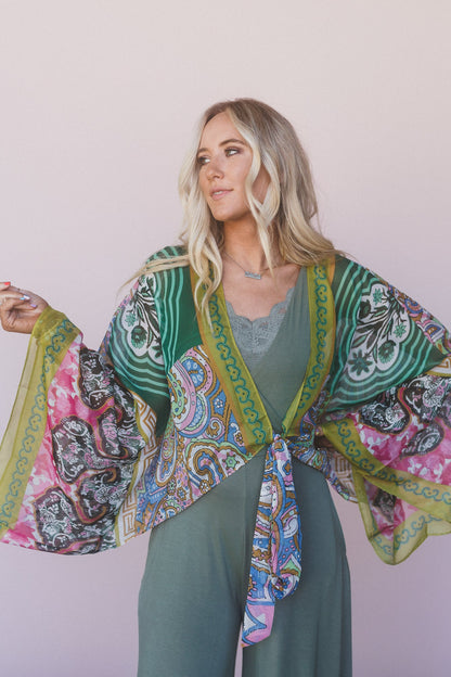 Blooming Mosaic Wrap - Lime