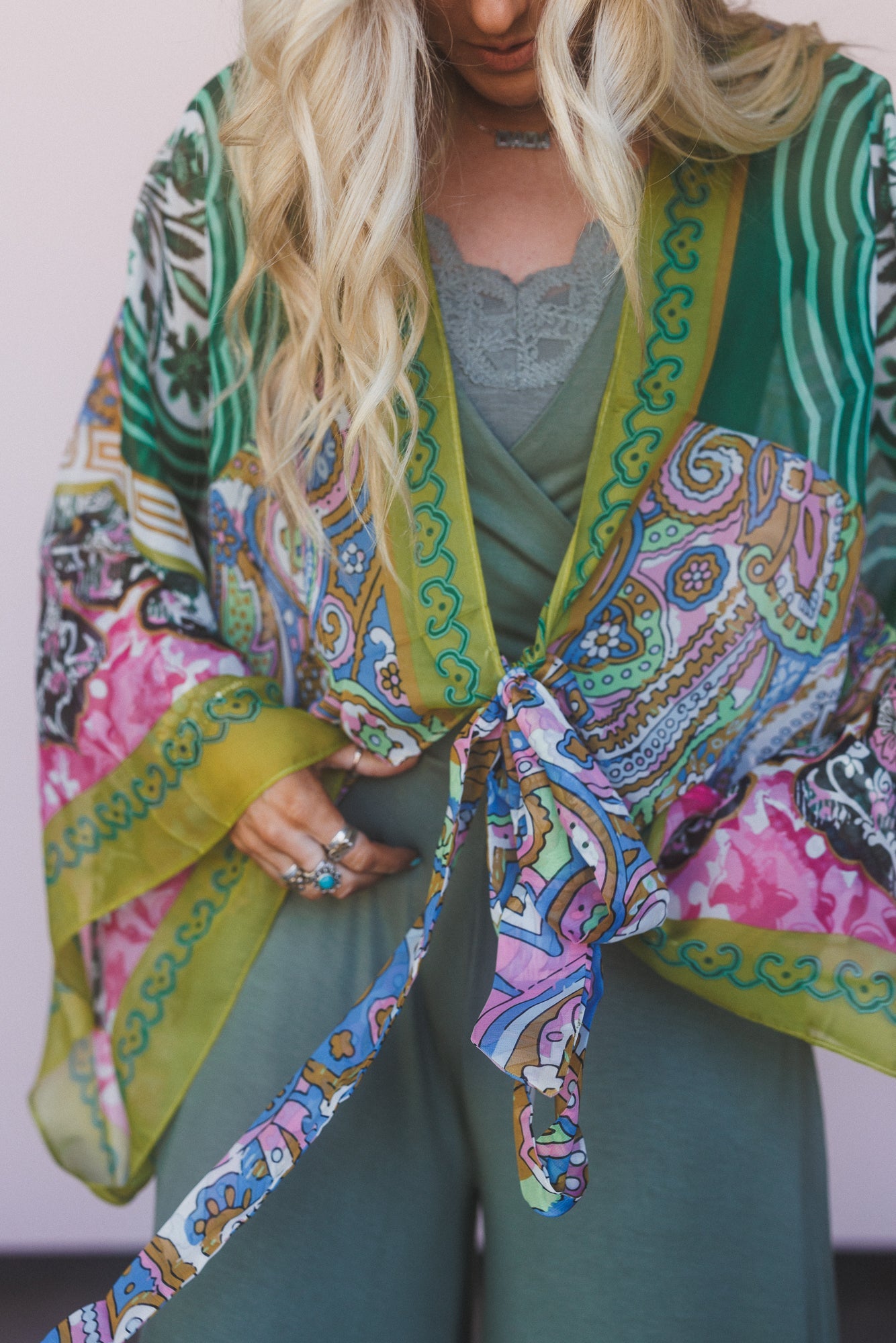Blooming Mosaic Wrap - Lime