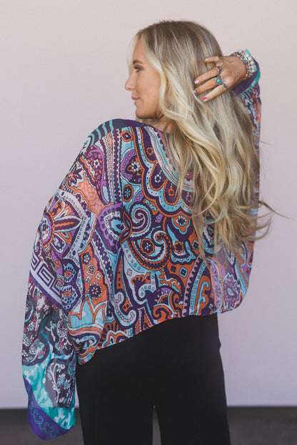 Blooming Mosaic Wrap - Blue Multi