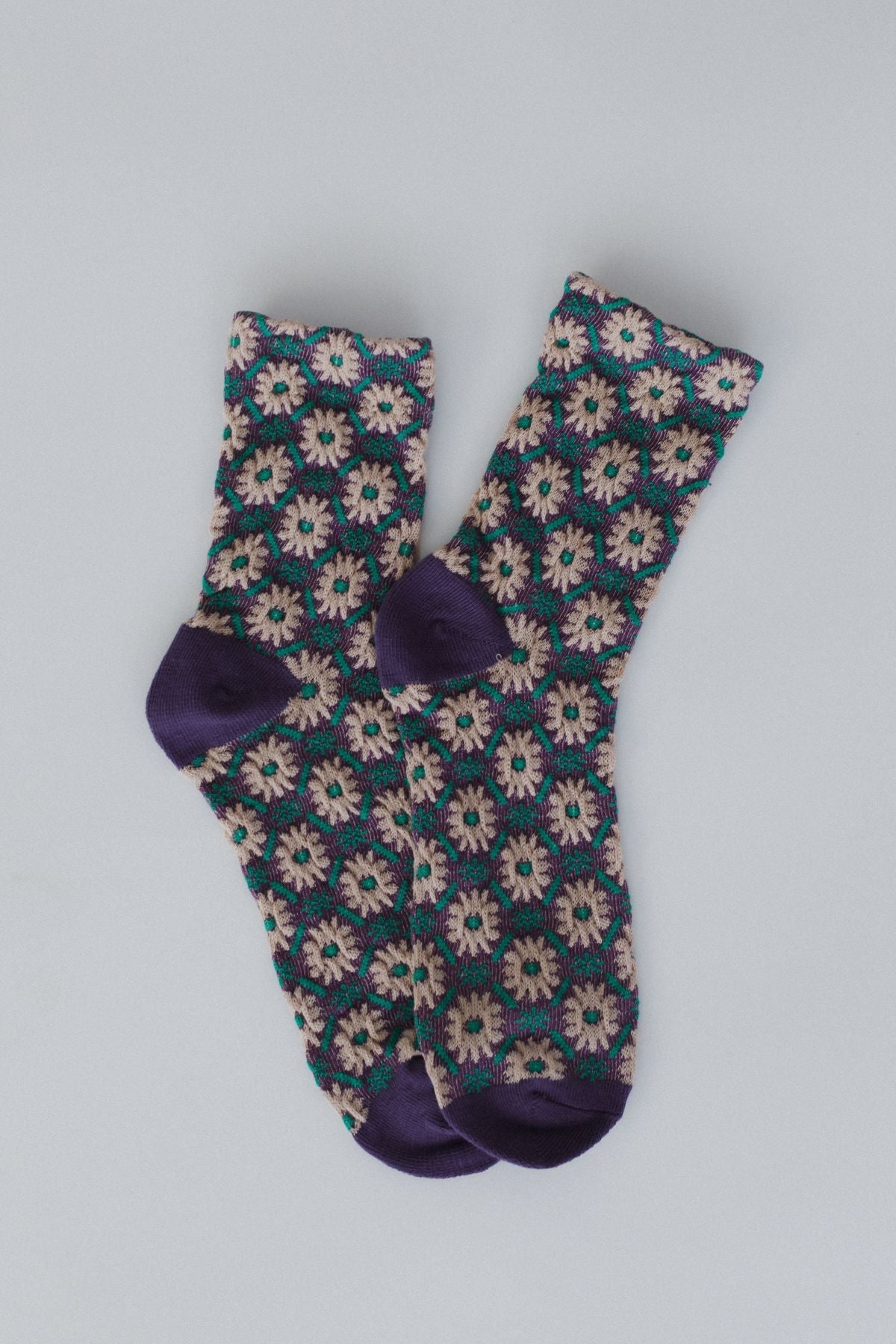 Floral Sunshine Socks - Teal