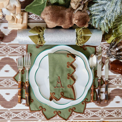 Forest Green & Brown Angelina Placemats & Napkins (Set of 4)