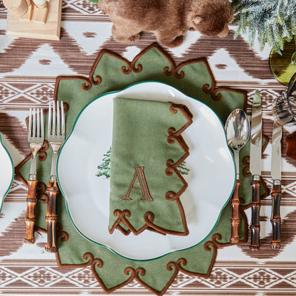 Forest Green & Brown Angelina Placemats & Napkins (Set of 4)