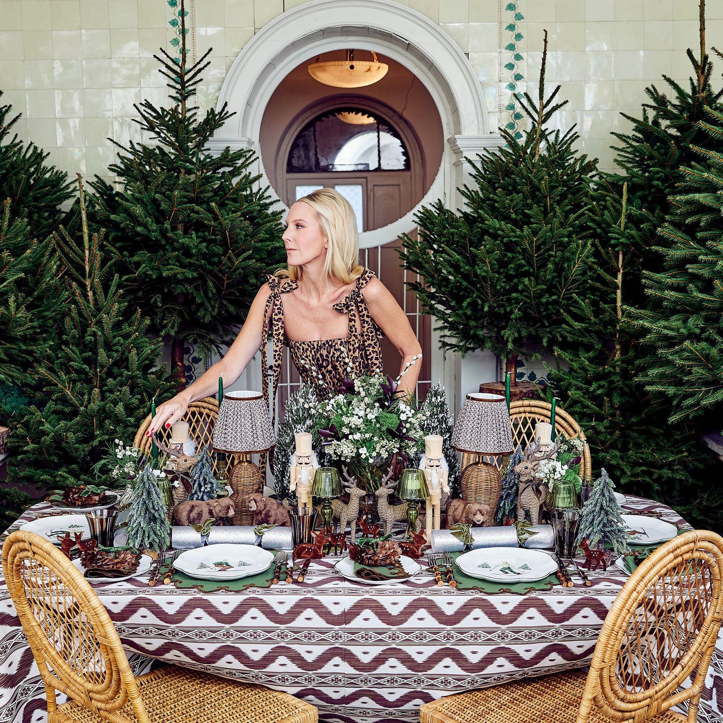 Forest Green & Brown Angelina Placemats & Napkins (Set of 4)