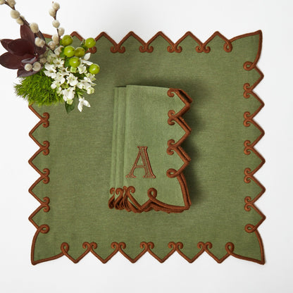 Forest Green & Brown Angelina Placemats & Napkins (Set of 4)
