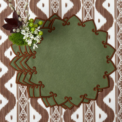Forest Green & Brown Angelina Placemats & Napkins (Set of 4)
