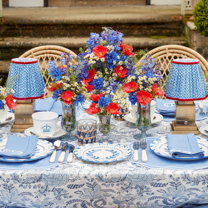 Cobalt & Red Lotus Lampshade (18cm)