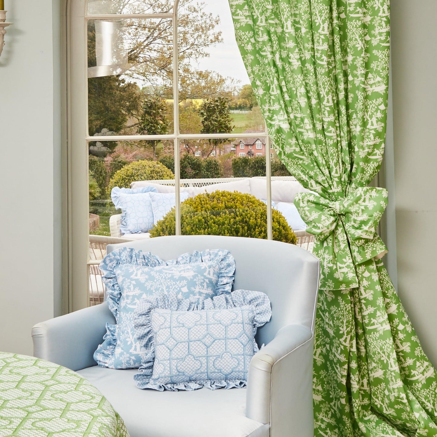 Blue Pagoda Garden Fabric